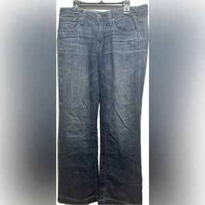 The Gap Long & Lean mid blue stretch denim flare trouser jeans 26 2a